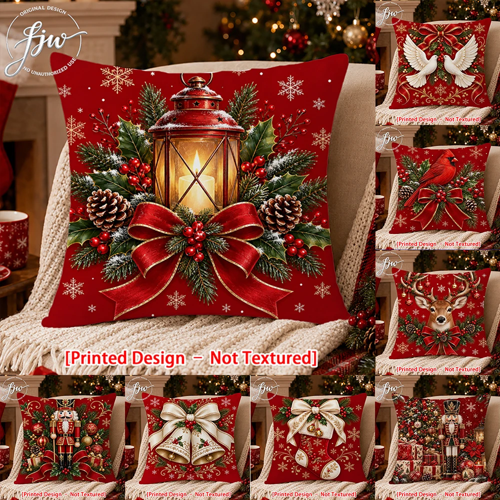 1pc Christmas Throw Pillow Covers Winter Holiday Cushion Covers for Sofa Bedroom
