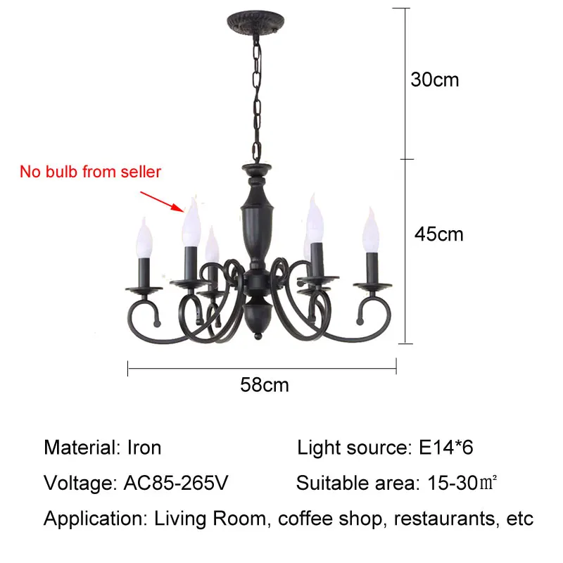 Modern Nordic Style 6 Heads Pendent Lamp Clothing Store Minimalist Living Room Kitchen Light Hot Pot Shop Retro Candle Chandelie