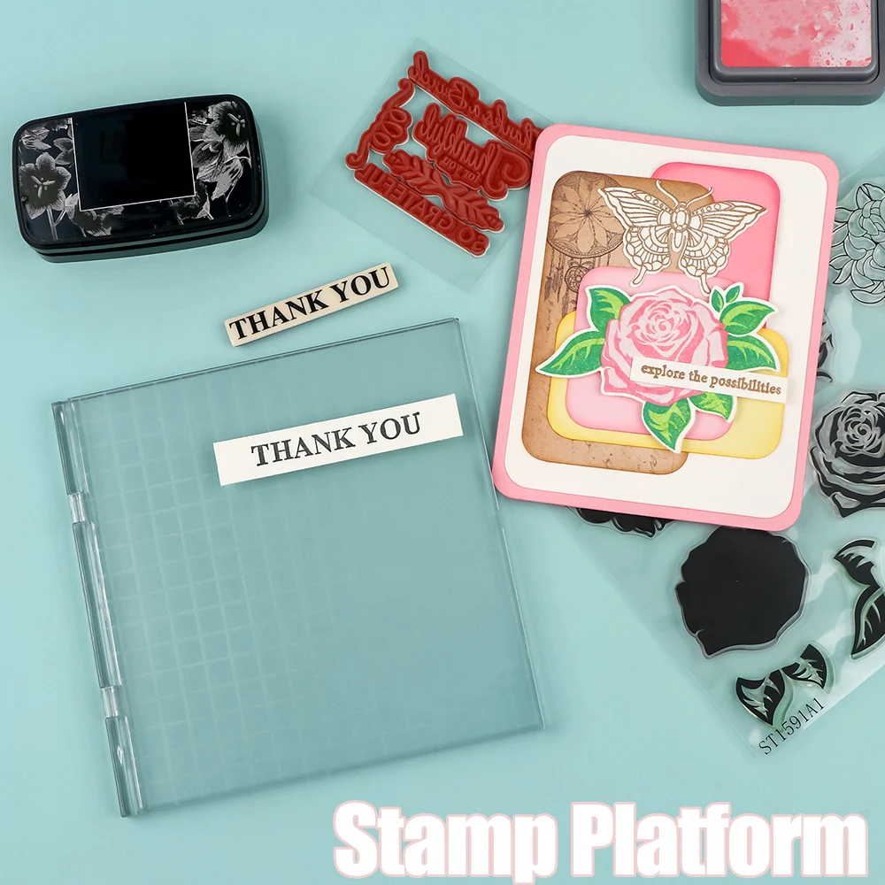 

16x16cm Precise Stamp Platform for Accurate Craft Stamping Easy Stamping Press Perfect Stamp Positioning Tool Lock Into Place