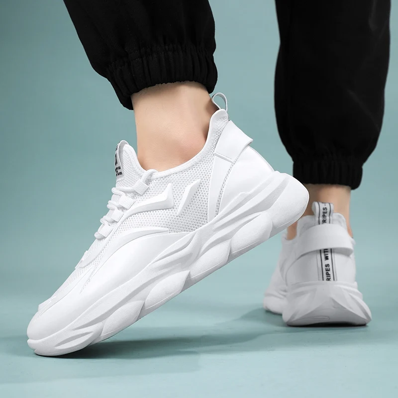 Men's Breathable Mesh Running Trainers With Durable Thick Sole_voghion.com