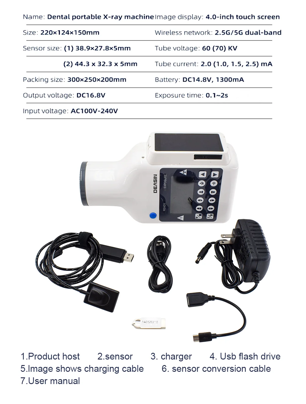 DEASIN Dental Hand-held Portable High Frequency X-ray unit machine with Digital Sensor Rvg dental image system