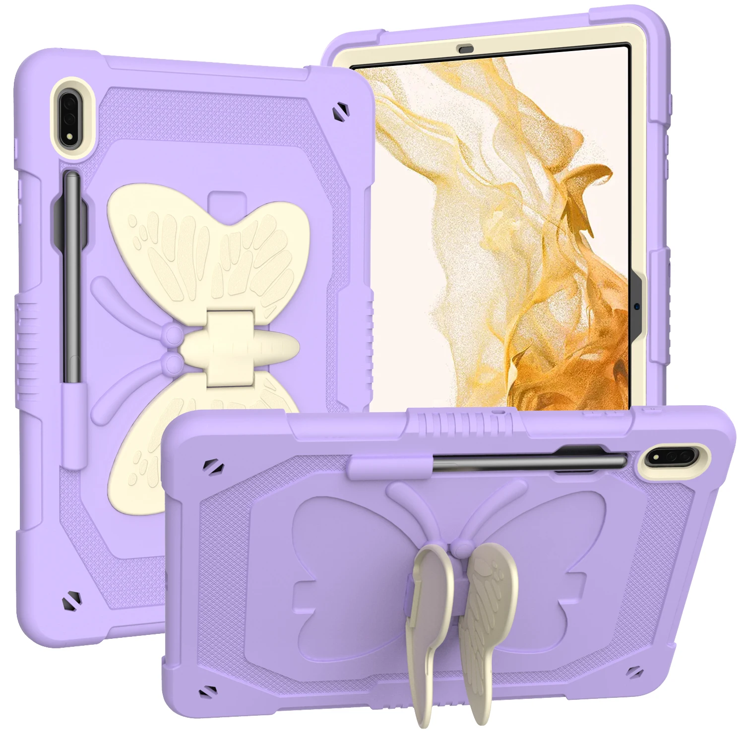 

Stand Case For Samsung Galaxy Tab S9 SM-X710 S9 Plus SM-X810 S8 Plus SM-X800 S7 Plus SM-T970 F7 FE SM-T730 Silicon Cover Funda