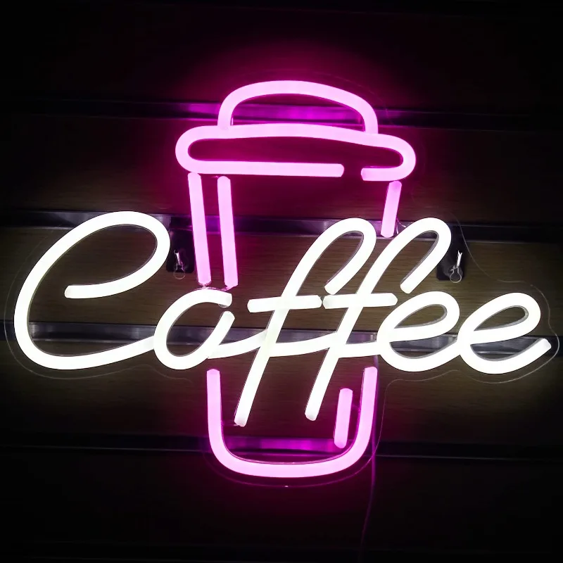 

Gamerneon Coffee Neon Sign Pink White LED Word Neon Lights Cafe Bar Resturant USB Letter Light Wall Decor Beer Birthday Party