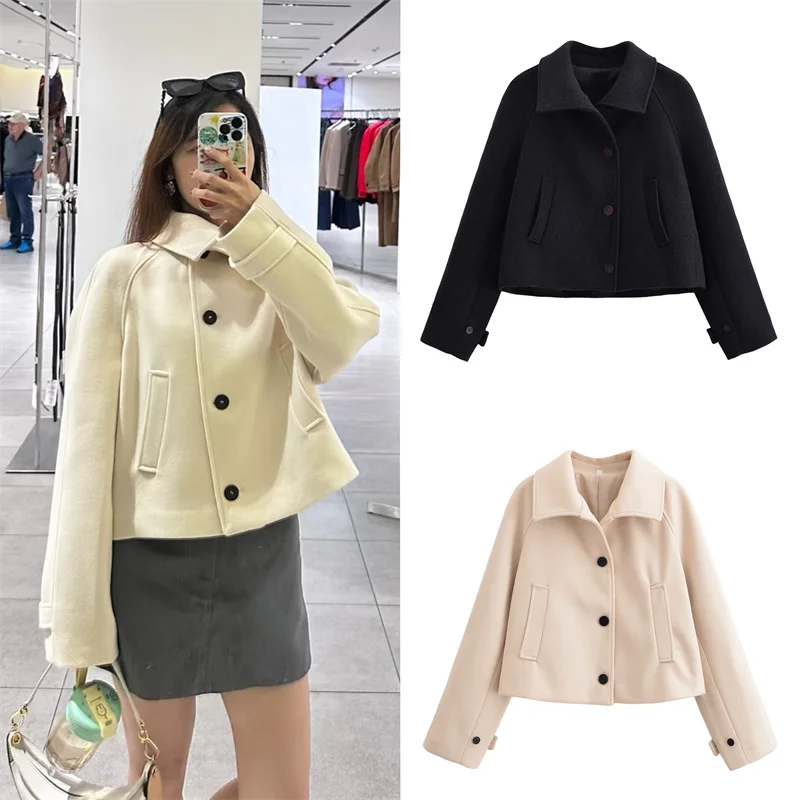 

Women's Jackets 2025 Autumn Winter New Fashion Laple Long Sleeves Button Decoration Jacket Female High Street Elegant New Coats