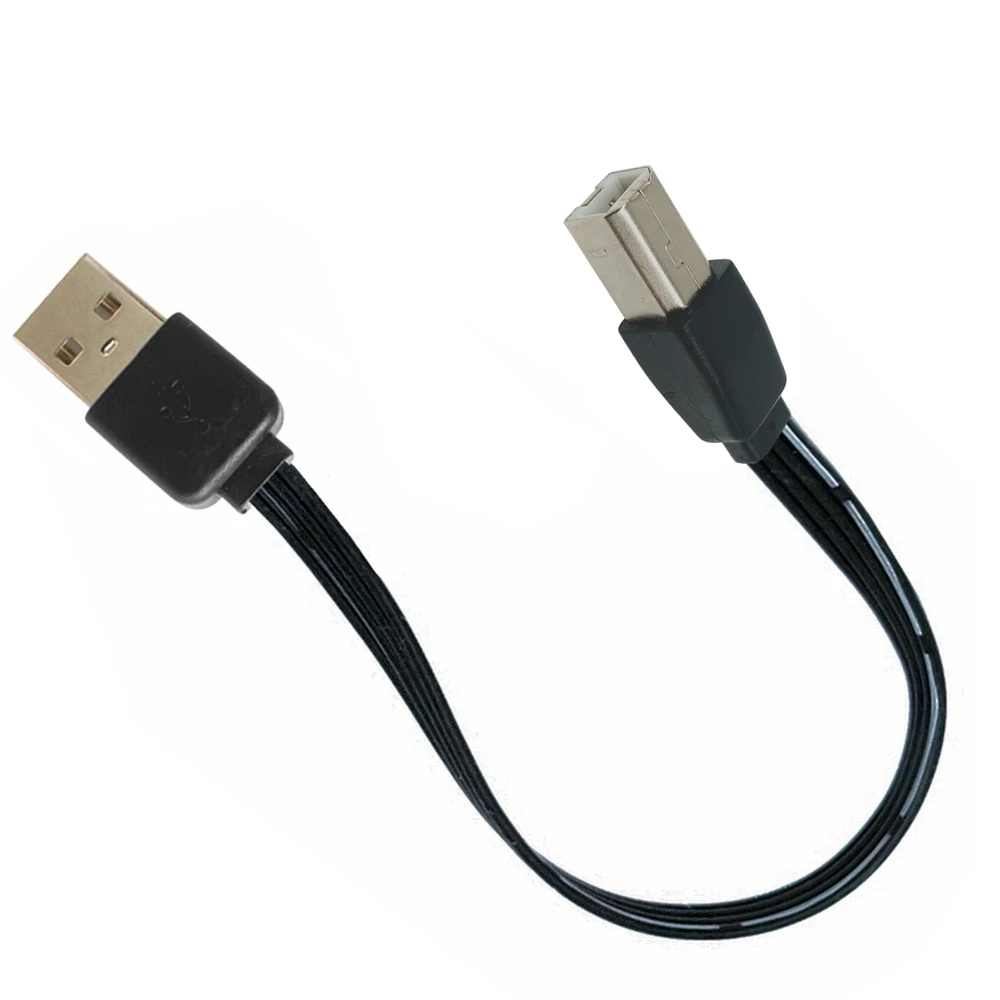 USB 2.0 حتى أسفل زاوية 90 درجة ذكر إلى USB2.0 نوع B ذكر سوبر شقة مرنة تمديد usb2.0 B ذكر كابل محول 0.1-1 متر