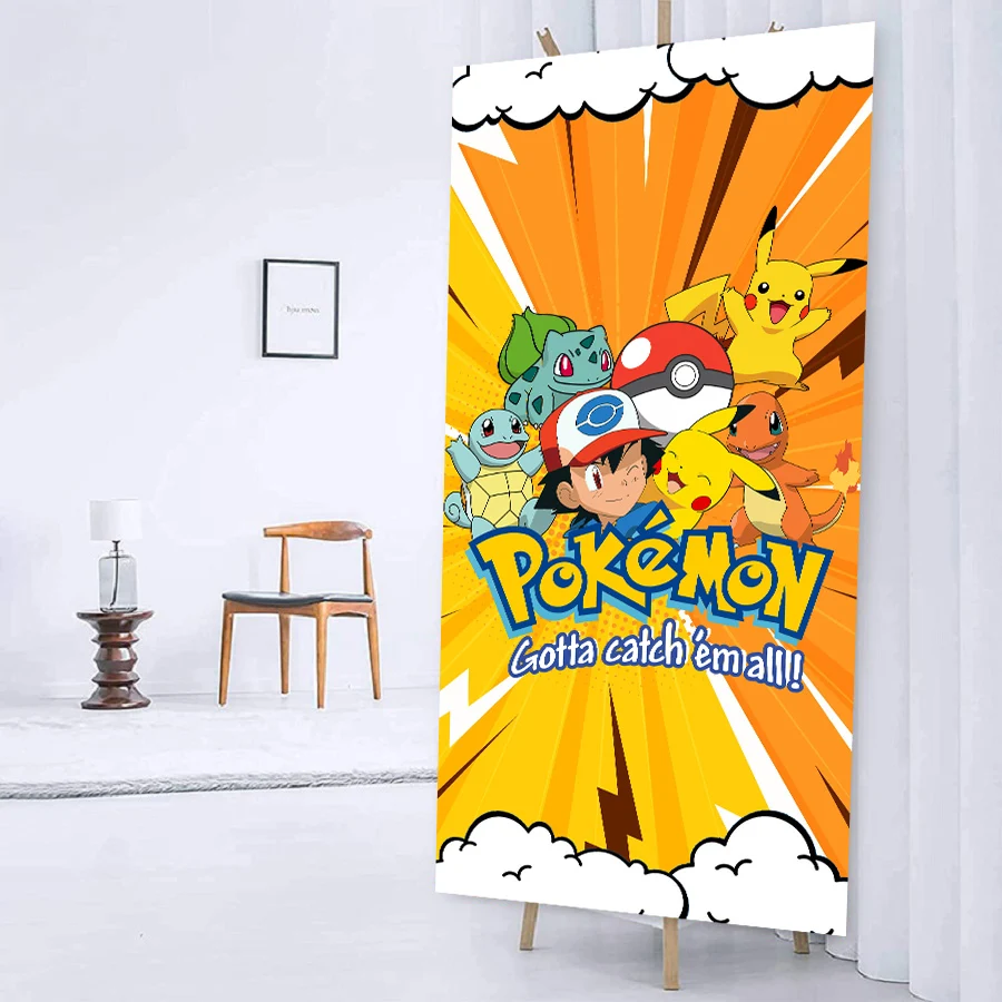 Pokemon Door Decorations Banner Pikachu Welcome Door Cover Photo Props Welcome Door Banner for Birthday Party Supplies For Kids