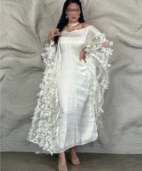 Jiayigong Prom Satin Flower Wedding Party A-line O-Neck Bespoke Occasion Gown Long Dresses