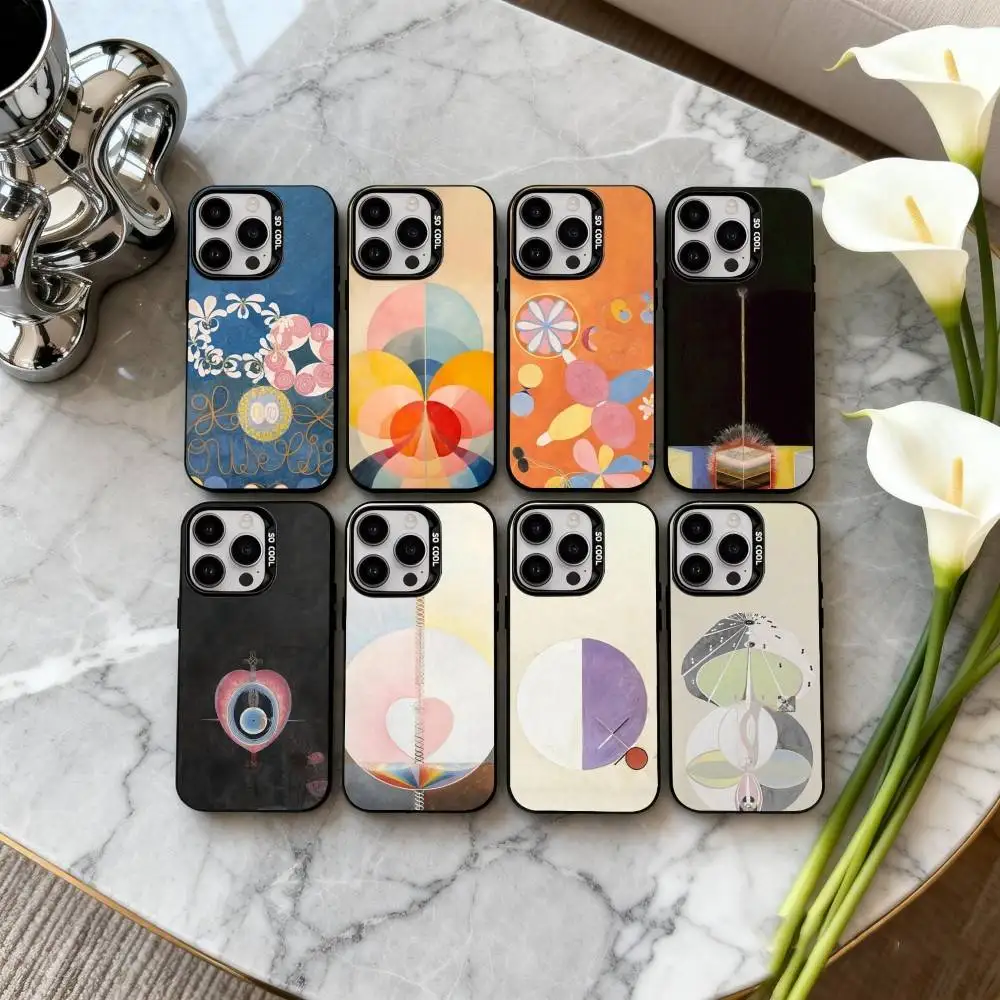 

P-Painting H-Hilma A-AF K-Klint Phone Case For iPhone17,16,15,14,13,12,11 Plus,Pro Max Black Candy silver phone case