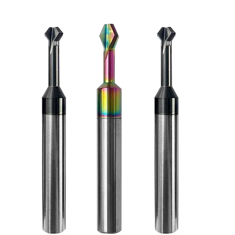 HRC55 Up Down Chamfering Cutter End Mill Shank Milling Cutter 4F Aluminum Tungsten Carbide Router Bit Coated Mini Milling Cutter