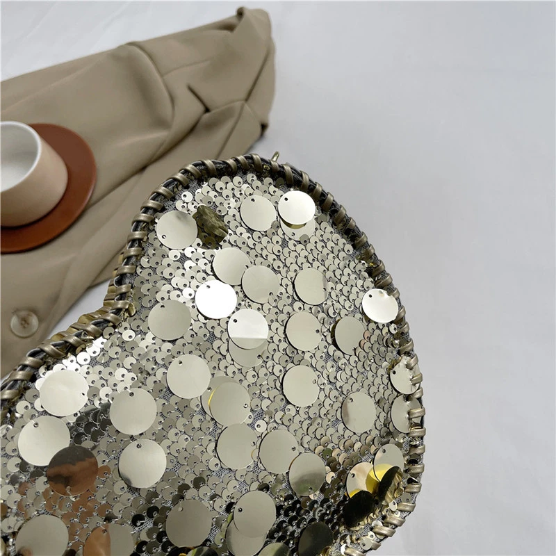 Gold Sequin Heart Shape Crossbody Bag Women Evening Party Clutch Purse Fashion Sparkly Shoulder Handbag With Adjustable Strap view 5