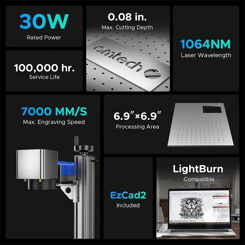 Laser Equipments OEM Mini Desktop 30W Fiber Laser Marking Machine Small Metal Fiber Laser Engraving Machine Engraver Printer