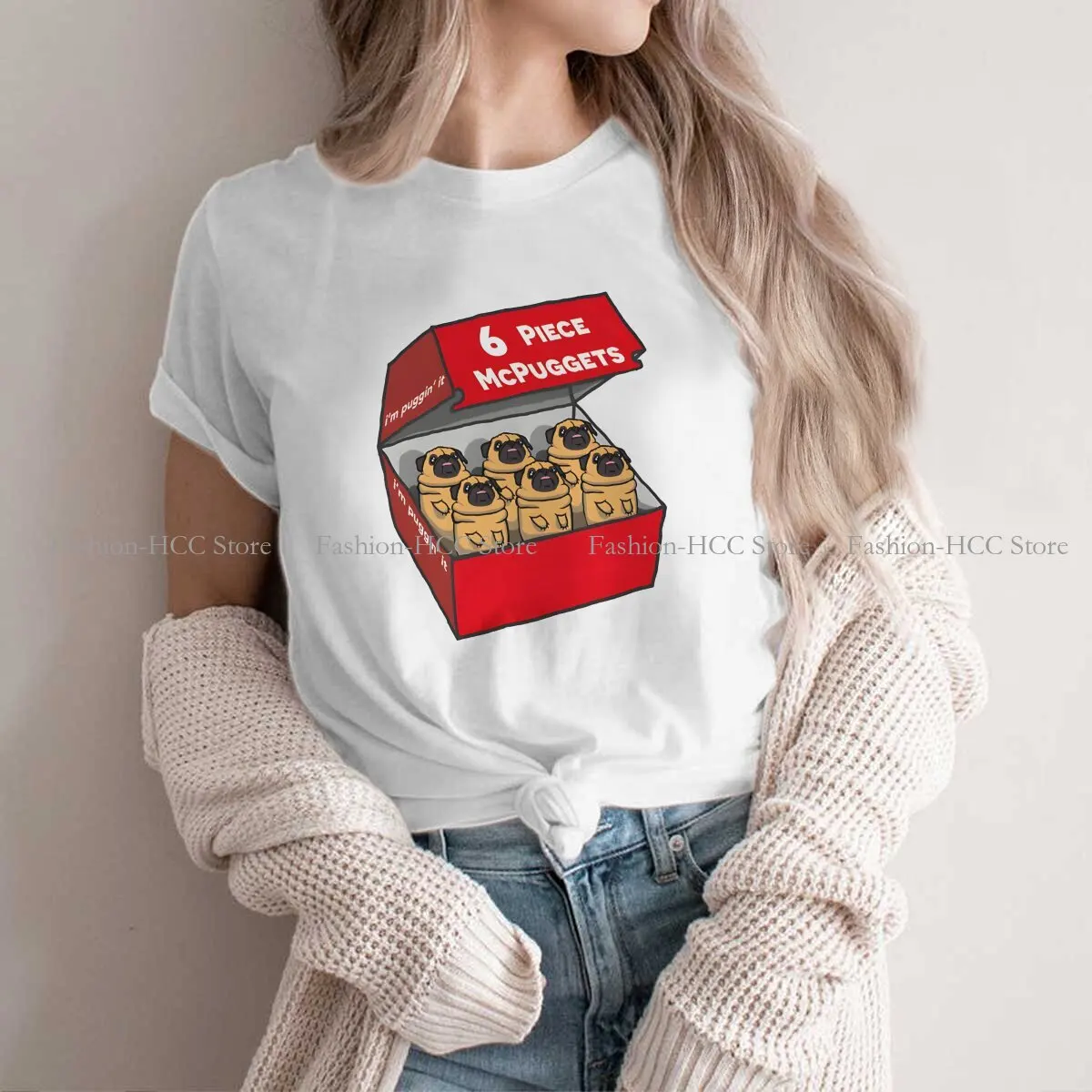 

6 шт. Mcpuggets I'm puggin It графическая футболка из полиэстера Стильные топы для собак Футболка для отдыха для женщин