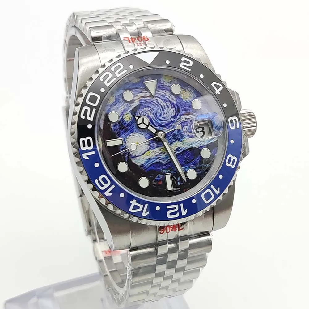 Van Gogh Men\'s Watch Stainless Steel Case 40mm Sterile NH35 Automatic Movement Sapphire Glass Date Waterproof  Bracelet