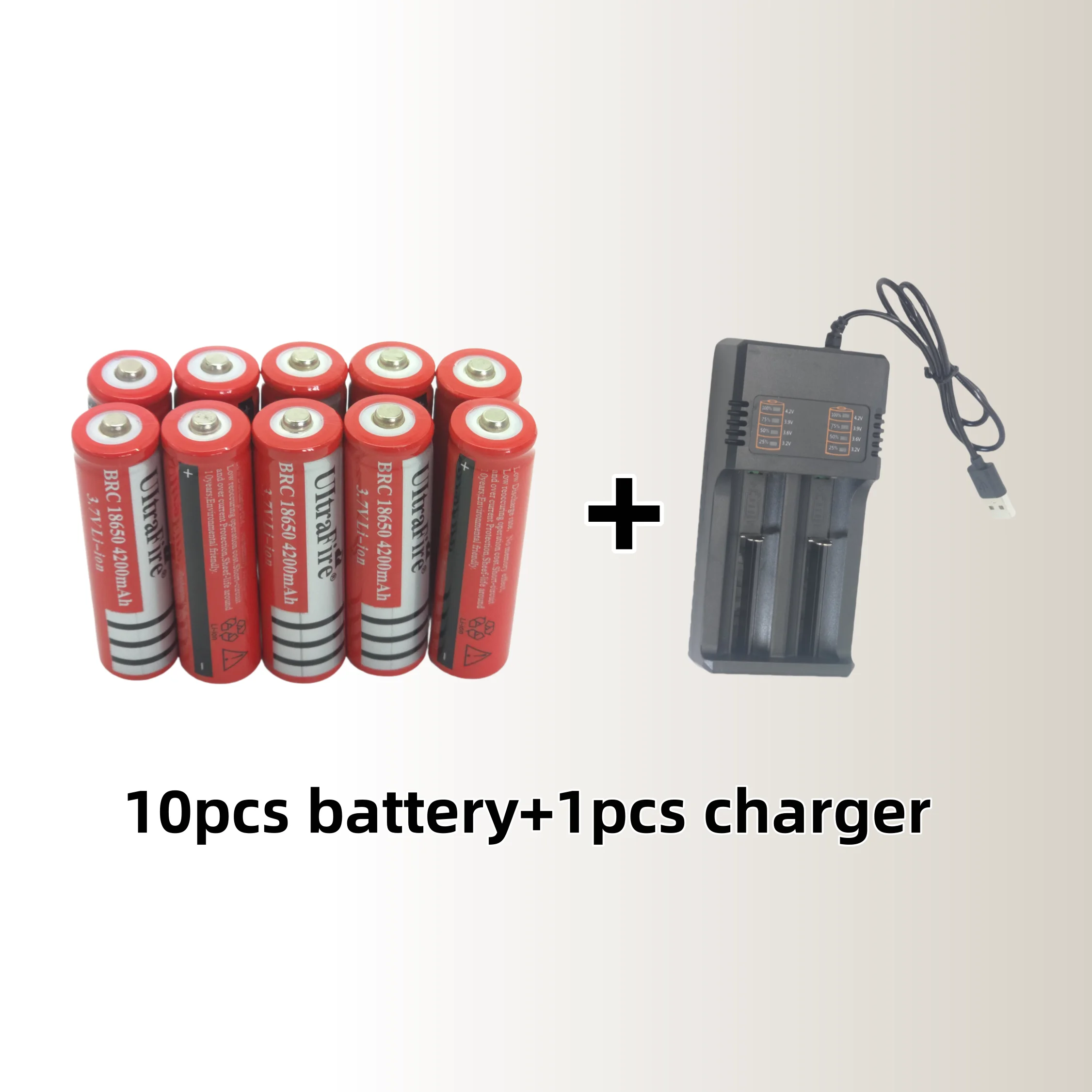 Original 18650 Akku 3,7 V 4200 mAh Li-Ionen-Akku – hohe Kapazität für Taschenlampen, Spielzeug, mit Ladegerät-Set