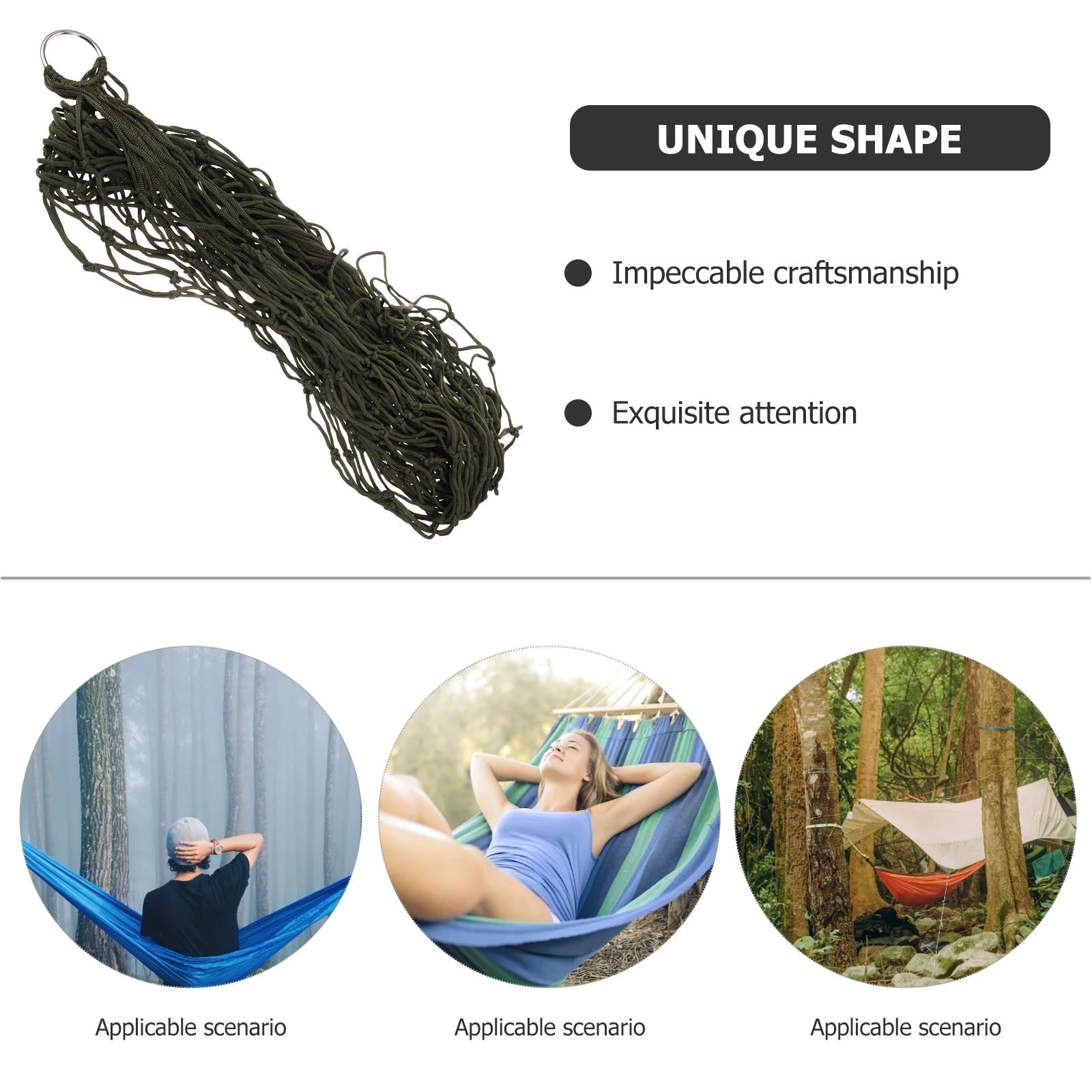 

1 Set Military Green Hammock Sturdy Mesh Design For Camping Travel Portable Sleeping Hammock Lightweight Breathable Net Beach