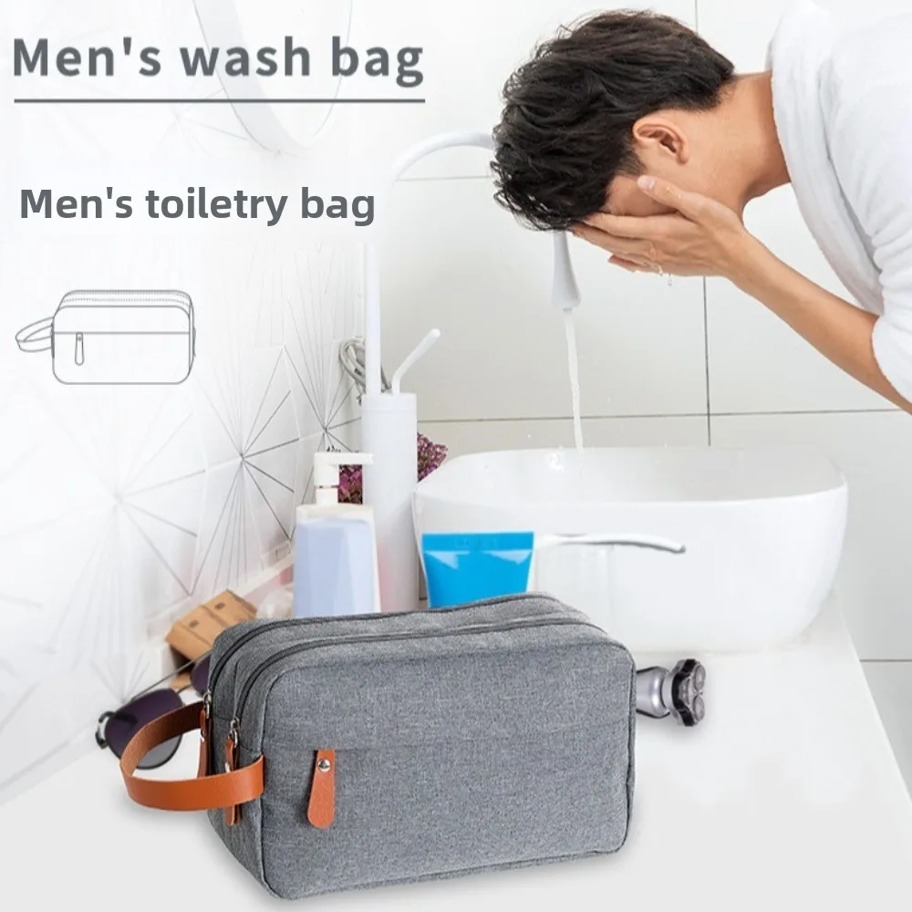 

Travel Pouch Waterproof Men Wash Bag Cosmetic Storage Handle Travel Storage Bag Skincare Organizer Lelaki Beg Makeup Bag Outdoor