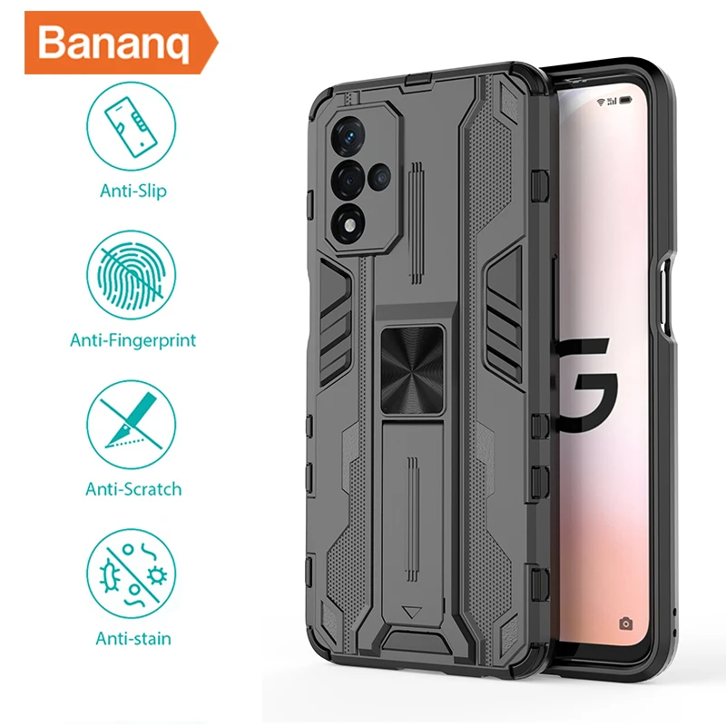 Bananq Stand Armor Case For OPPO A55 A74 A93 A94 4G A93S K9 K9S 5G F19 Find X3 Lite X5 Reno 12 11 9 Pro Plus Shockproof Cover