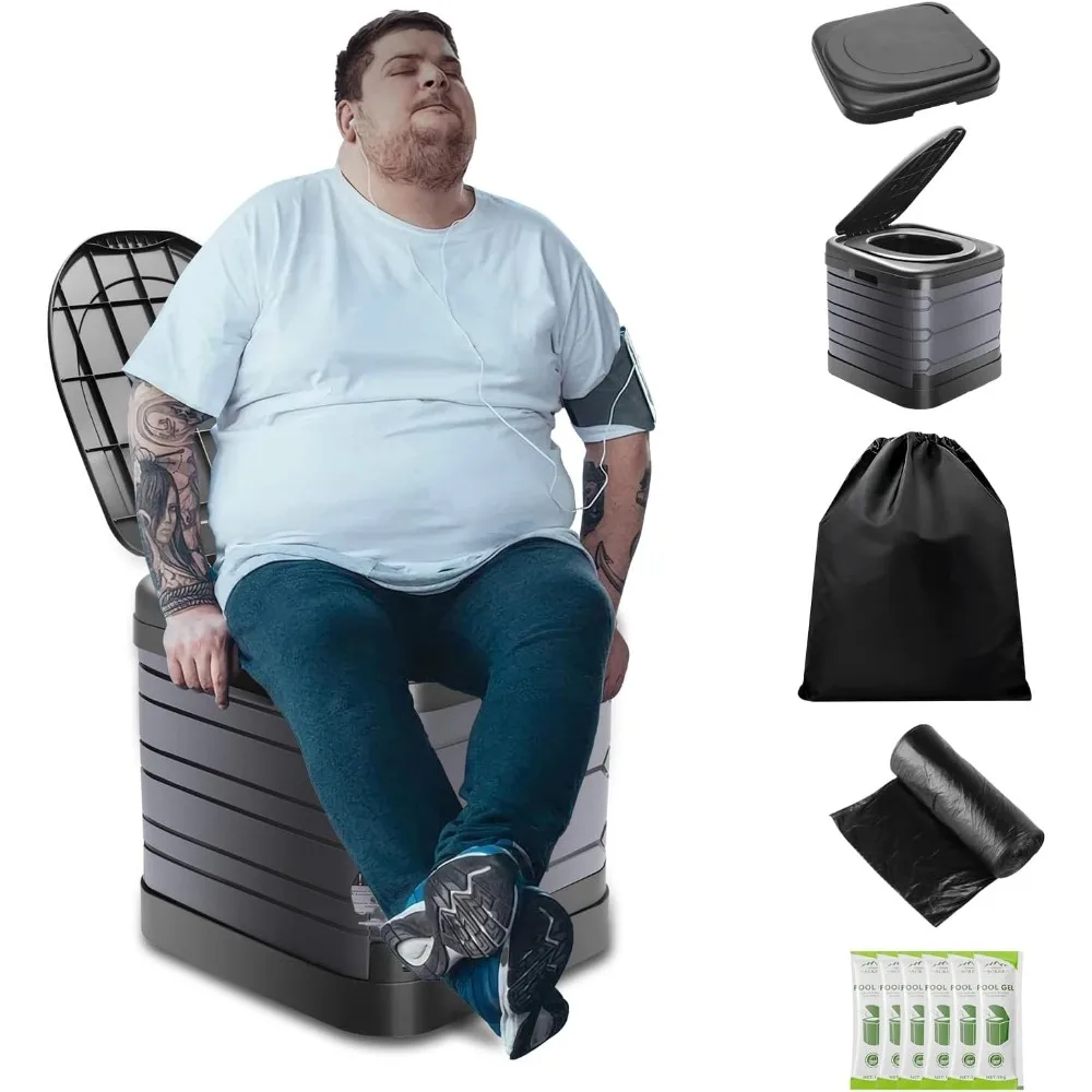 

Портативный туалет sckee xxl для взрослых, походный туалет высотой 16 дюймов с крышкой и сумкой для переноски, сверхмощный портативный горшок для кемпинга, походов