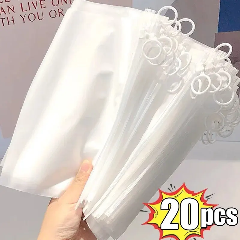 10/20 Pieces Clear Bag with Pull Tab for Home Brush Pen Stationery Accessories Storage Travel Sock Packaging Resealable