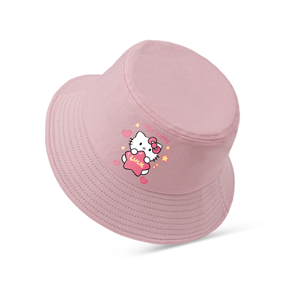 

Hello Kitty Sanrio Kids Sun Hat Cotton Bucket Cap Girls Cute Fashion Beach Visor Breathable Outdoor Shading Children's Pan Hat