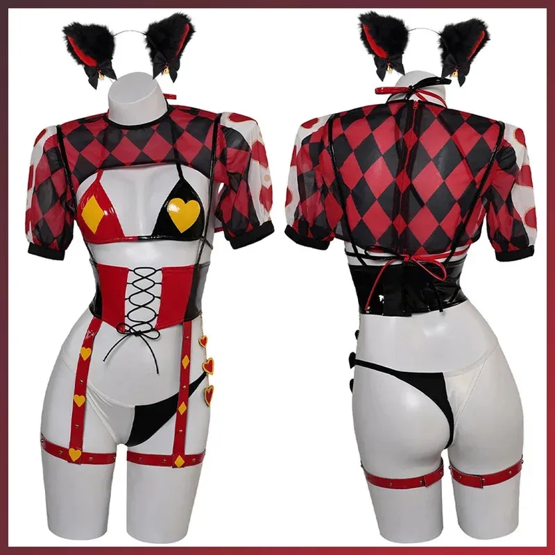 XT8Nightclub Bar Party Costume di scena Travestimento Poker Queen Cosplay Fantasia Lingerie sexy Abbigliamento Donna adulta Fantasia Outfi@XT6!