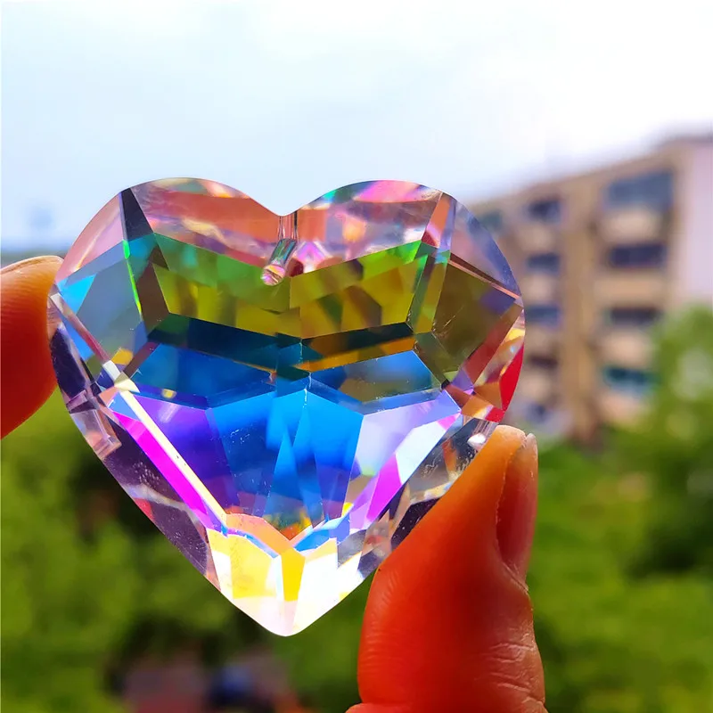 

Top Quality 10pcs/lot AB Color Crystal Love Heart DIY Rainbow Suncatcher Pendant Glass Chandelier Part Wedding Home Decoration