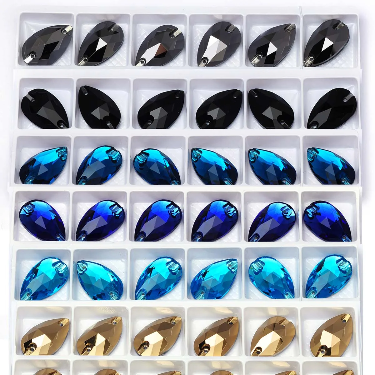 PUBRILEX Wholesale Glass K9 Drop Edges with Chamfers Crystal Glitter Sew On Rhinestones For DIY Garment Dress Clothes