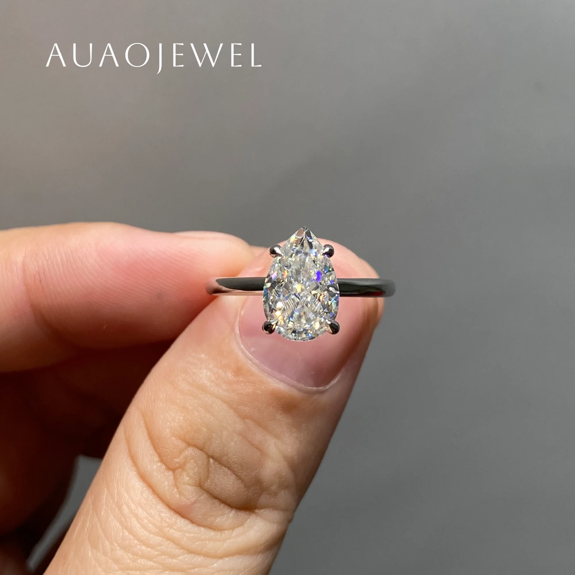 

AUAOJEWEL 2carat Pear Moissanite Wedding Ring Rings For Women Jewerely 18k 14k 9k Gold Gifts For Wife Luxury Rings