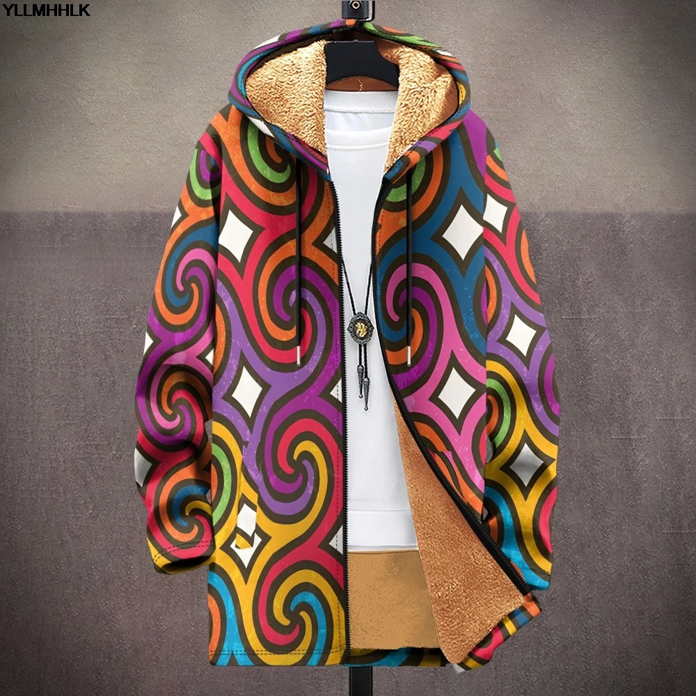 3D Men Cardigans Coats Skull Head Printed Plush Thick Winter Abstract Art Graphics Jackets Casual Streetwear Unisex Clothing