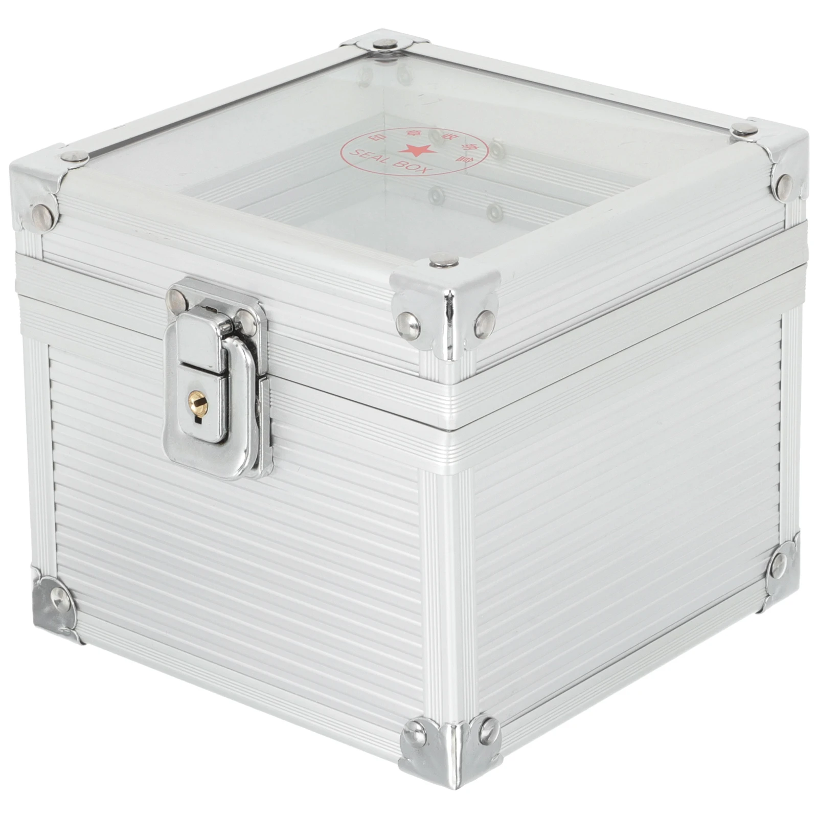 

Aluminum Alloy Seal Box with Lock Stamp Storage Container Office Financial Metal Stamper Holder Multi-Compartment Rectangular