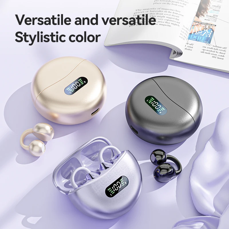 

Wireless Clip-On Earphones Earbuds Sports Bluetooth Headphones Stereo Earhook Headsets V5.4 Waterproof Bass Earphones