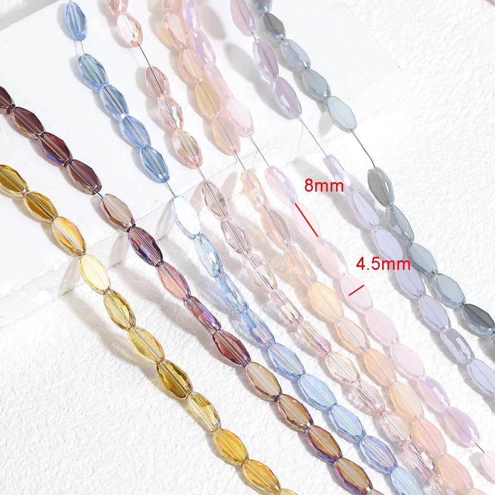 60pcs Rhombus Natrual Stone AB Color Faceted Crystal Loose Beads Wholesale Spacer Beads for Necklace Bracelet DIY Jewelry Making