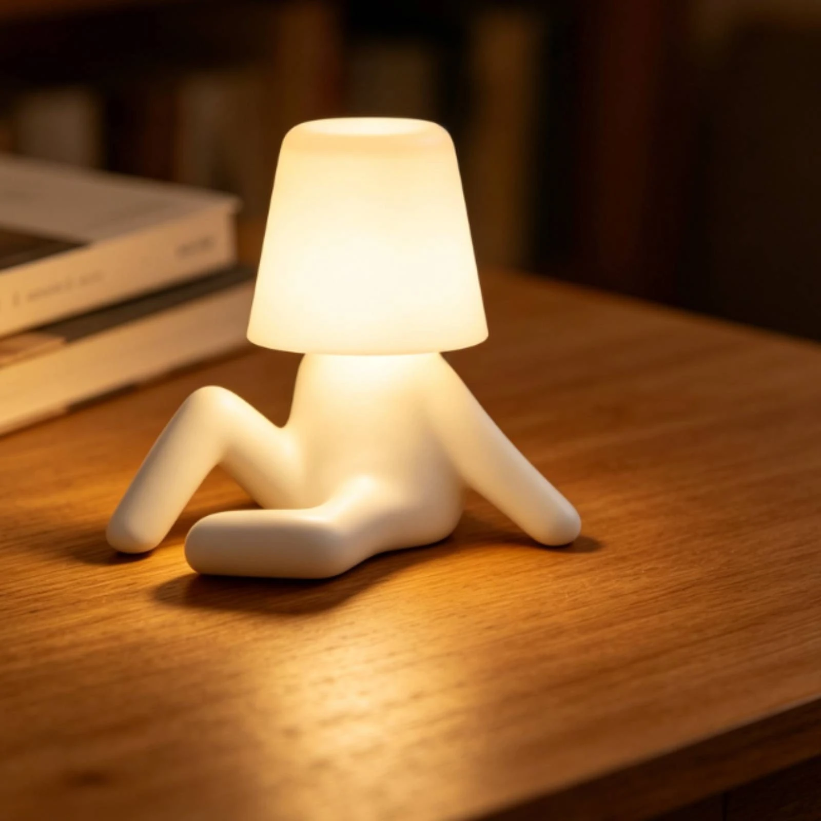 

Sitting Figure Lamp Lightweight Bedside Night Light Cup Shade Lamp Eye Friendly Home Lighting Corded for Study