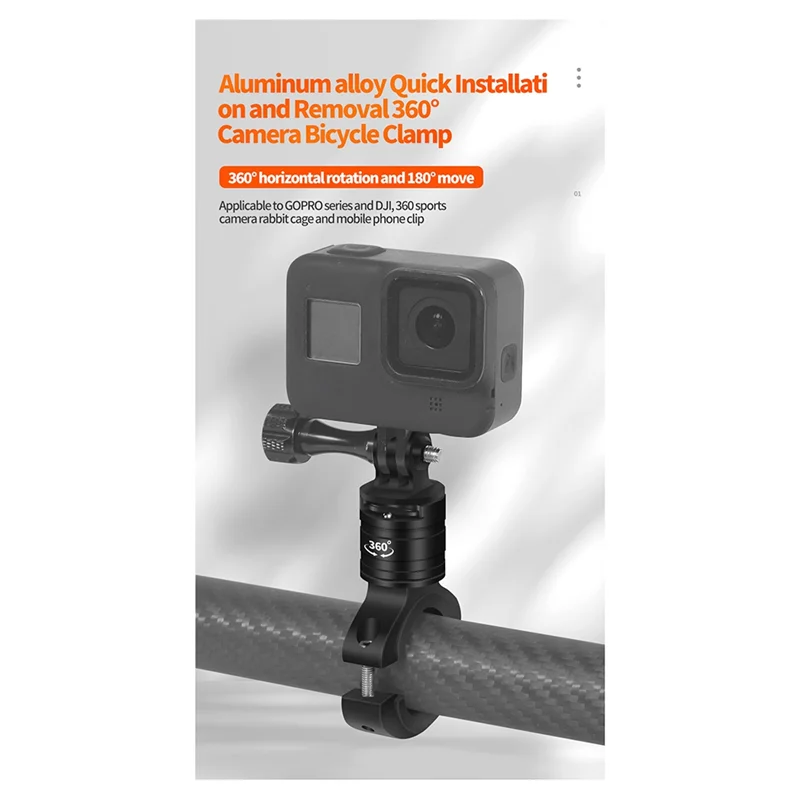 Dependable-For Gopro12 Cameras 360° Rotation Quick Disassembly Metal Handlebar Pipe Clamp Quick Installation Fixing Bracket Easy