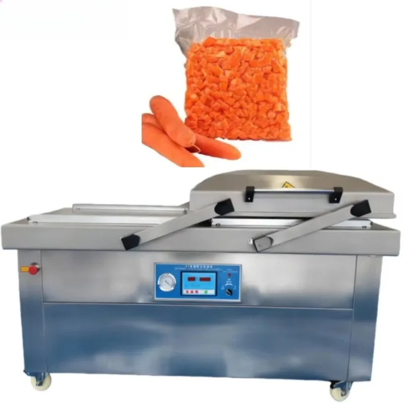 

Custom Factory Price Manuel Swing Double Chamber Vacuum Packing Machine for Sausage Pasta Cheese Dates Vacuum Machine for Food