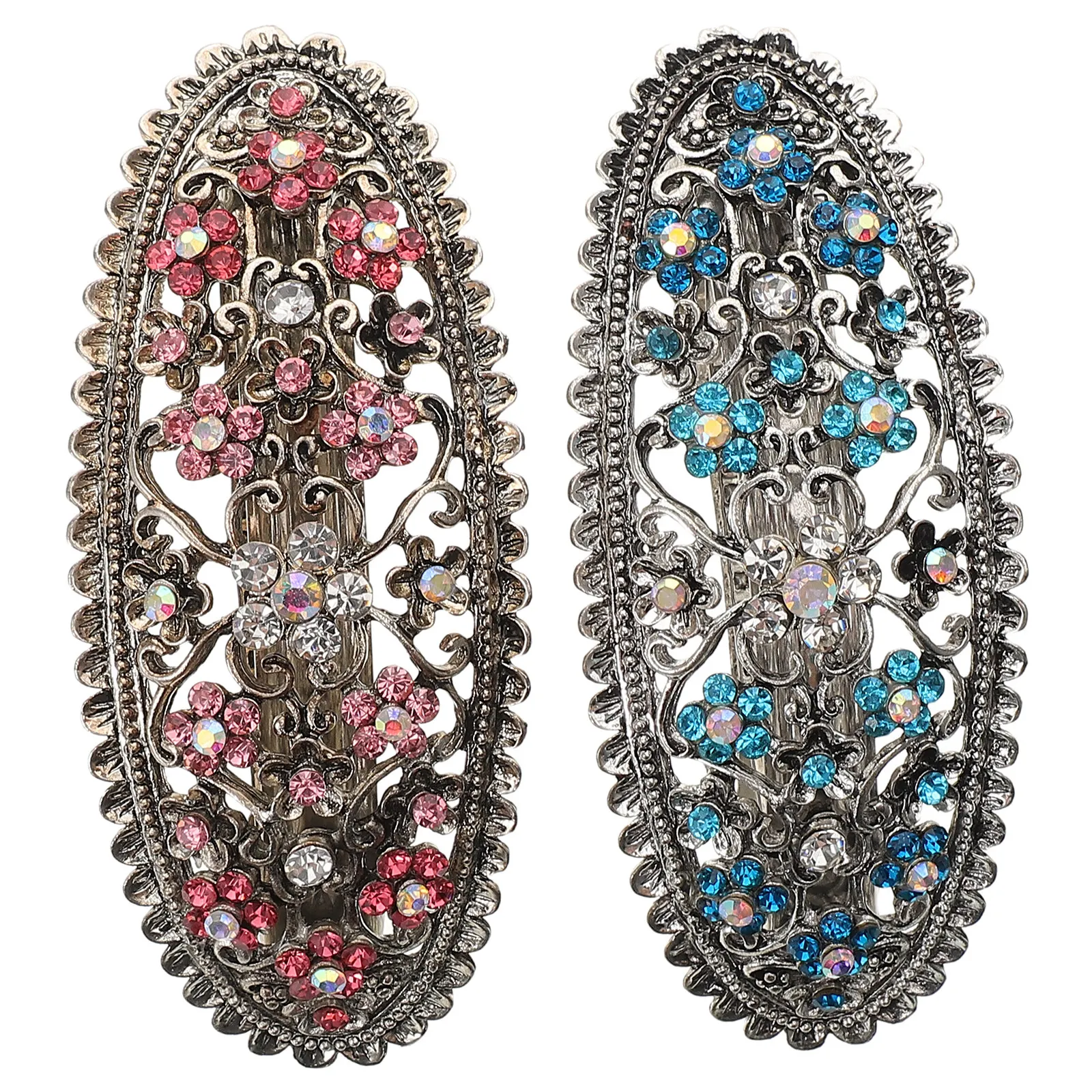 

2Pcs Vintage Hair Clips Retro Spring Barrettes Pink Lightweight Decorative Hair Accessories Comfortable for Casual Formal
