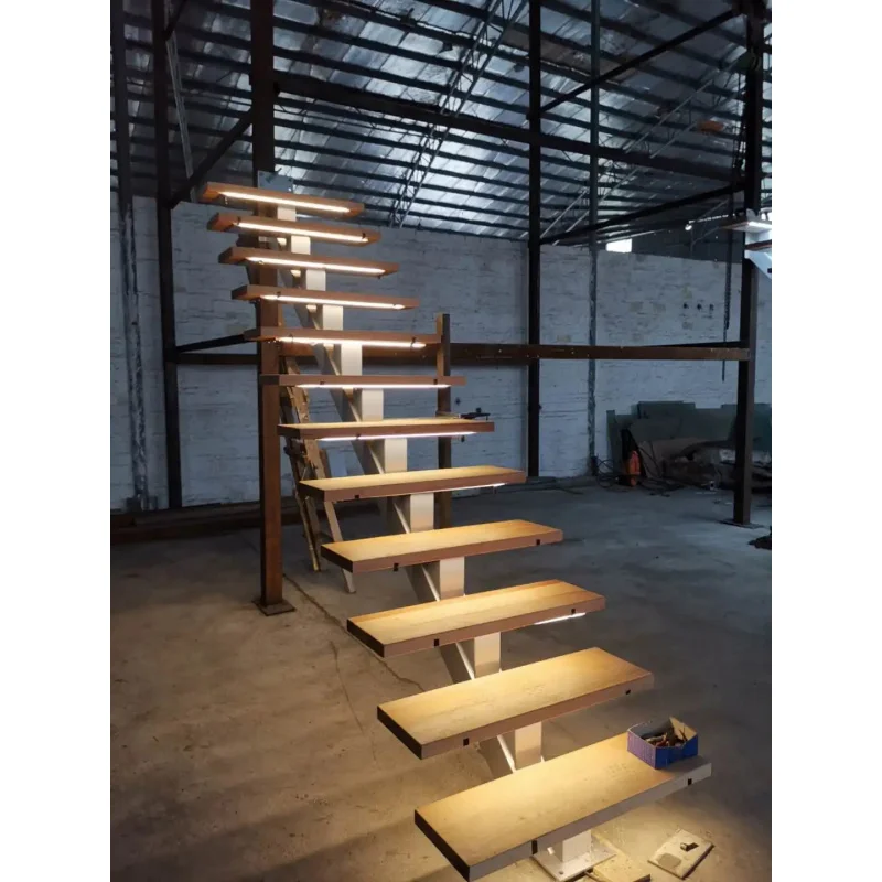 custom.CBMmart Prefab Floating Staircase Modern Carbon Steel Mono Beam Beech/oak Wood Tread Stairs Indoor/staircase Design H