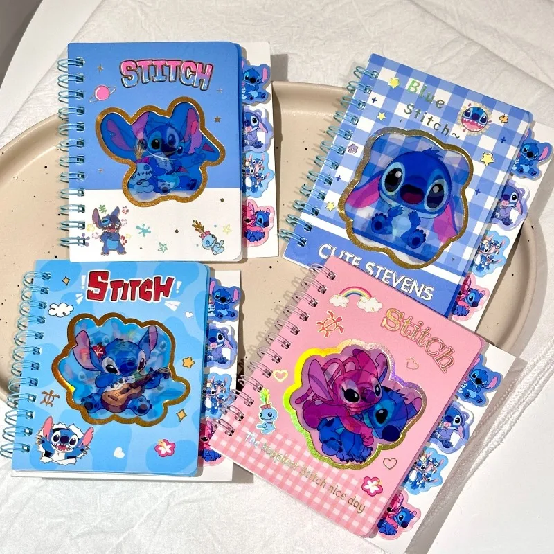 

Cute Stitch A7 Notebooks and Journals Anime Cartoon Lilo & Stitch Flash Laser Coil Book School Supplies Account Book Gifts