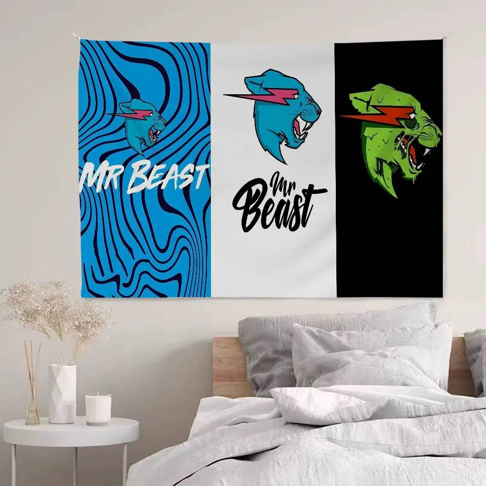 Mr Gaming Beast-tapiz de pared DIY, alfombras de pared de flores Hippie, decoración de dormitorio, decoración artística de pared