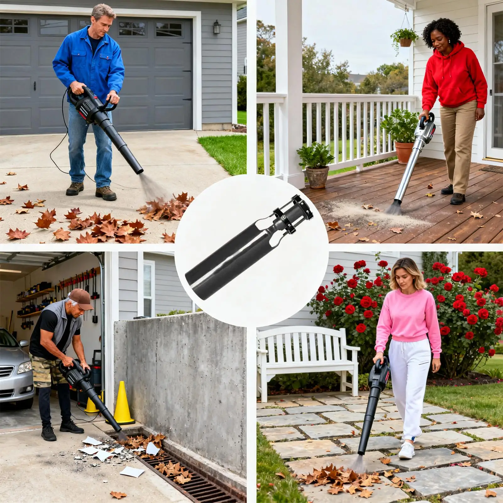 منفاخ أوراق الشجر معزز الهواء المحمول المزدوج لتدفق الهواء 2026 مرفق فوهة منفاخ الأوراق لنفخ حطام الثلج الرطب