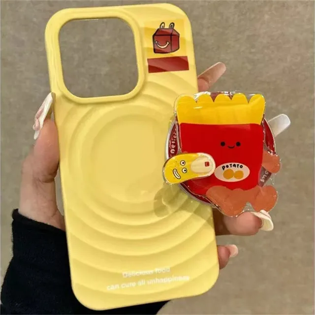 Niedliche lustige Hamburger Frites Rotation Magnethalter Telefonständer Grip Tok für iPhone 16 15 14 für Magsafe Universal-Telefonständer – Detail 4