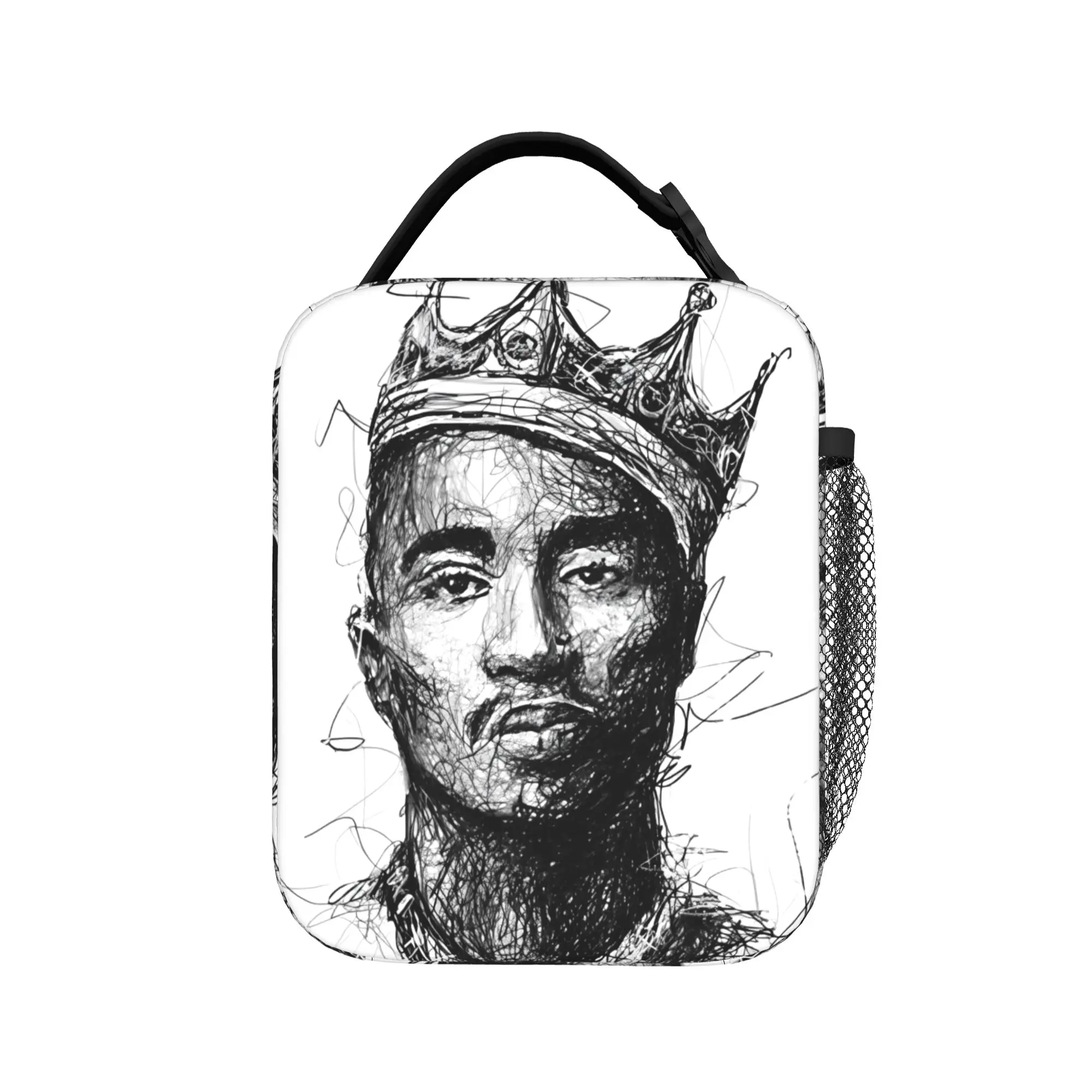Rapper Tupacs Lunch Bag For Women  Graphic Design Lunch Box Leisure Picnic Cooler Bag Portable Oxford Tote Food Bags