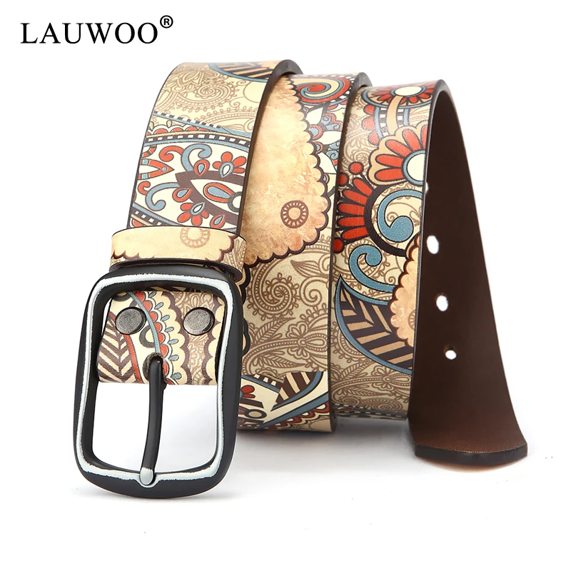 Women Belt Luxury Brand Genuine leather belt for men fashion printed belts for women Retro Unisex Casual Jeans Belts