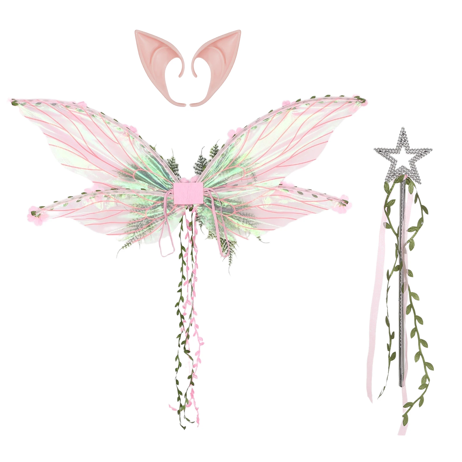 

Butterfly Wings Princess Angel Wing Rhinestones Star Fairy Wand Elf Ears for Women Girls Halloween Cosplay Costumes Accessories