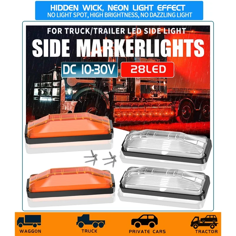 2Pcs 28LED Trailer Truck Tail Lights 12V 24V Turn Signal Daylight Brake LED Side Lamp Boat Vehicles Lorry Rear Light Bus Campers