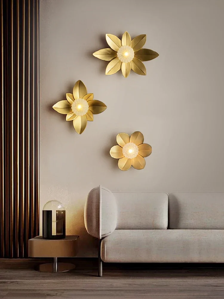 New Chinese style wall lamp creative design sense bedroom study staircase lamp lotus petal modeling zen Buddhist hall tea room l