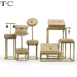 Microfiber Metal Display Stand Ring Necklace Earrings Display Props Jewelry Store Window Image Decoration Ornaments Rack