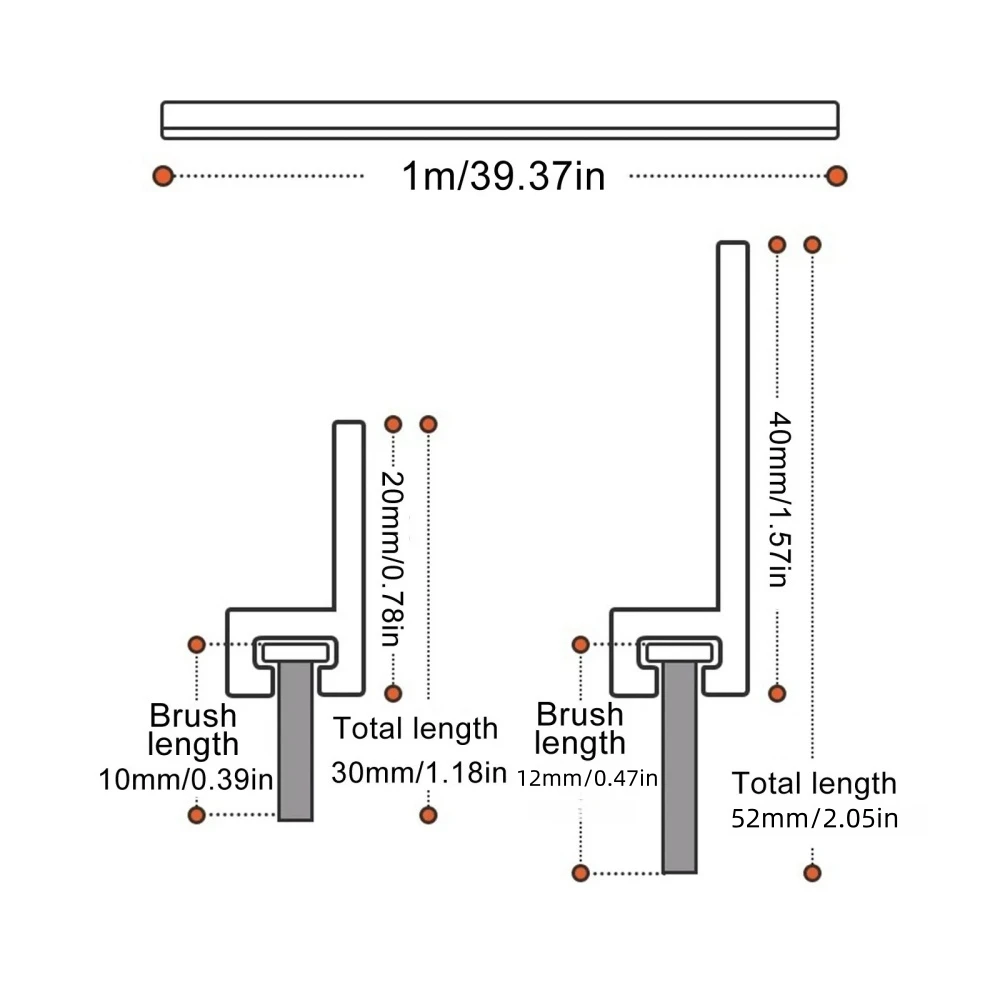 1PC 30mm/52mm Brush Door Bottom Seal Strip Self Adhesive Weatherstrip Insectproof Soundproof Gaps Blocker Home Windows Doors