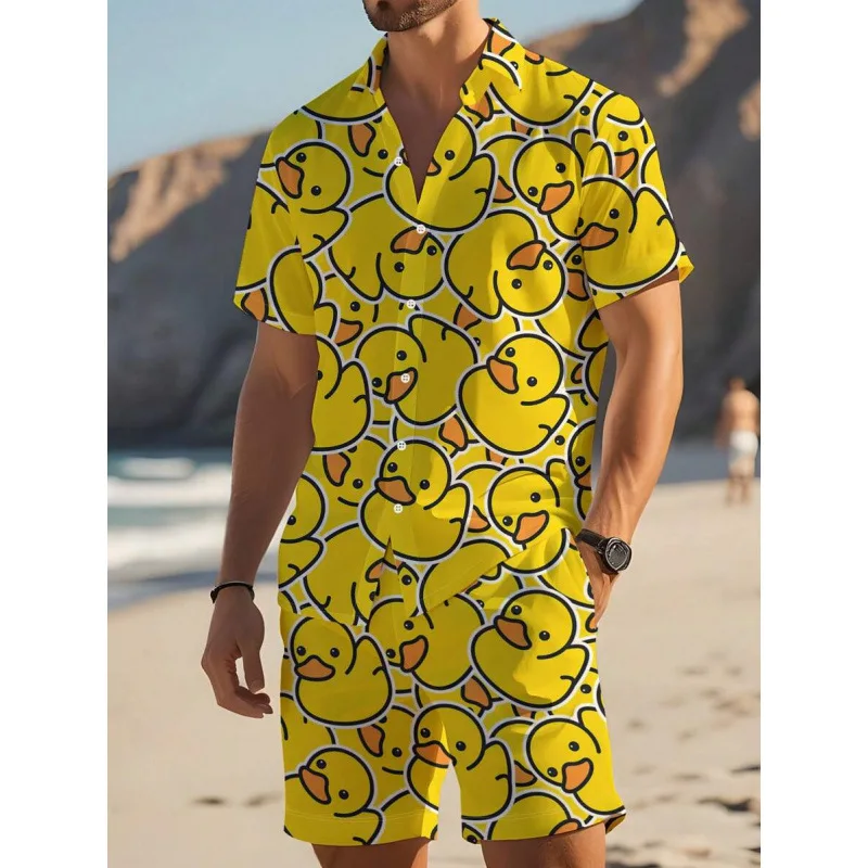 

Turn-down Collar Shirt Shorts Set Other Styles Unisex Non-shrinkable Other Material 100% Spring 2026 Fashion Lapel Shirt Shorts
