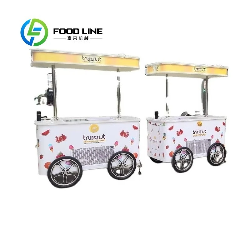 Customized Candy Cart Ice Cream Shop Outdoor Snack Confectionery Selling Cart Sweet Treats Display Kiosk